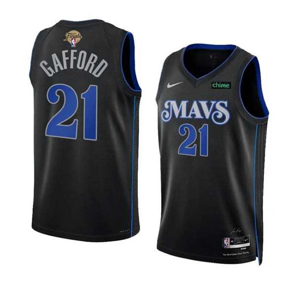Men%27s Dallas Mavericks #21 Daniel Gafford Black 2024 Finals City Edition Stitched Basketball Jersey Dzhi->dallas mavericks->NBA Jersey